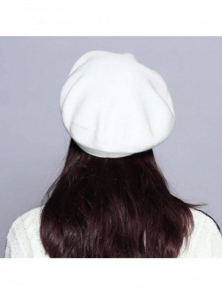 Berets Classic Winter Cashmere French Knitting - White 02 - CB18X4CHW7Q $19.78