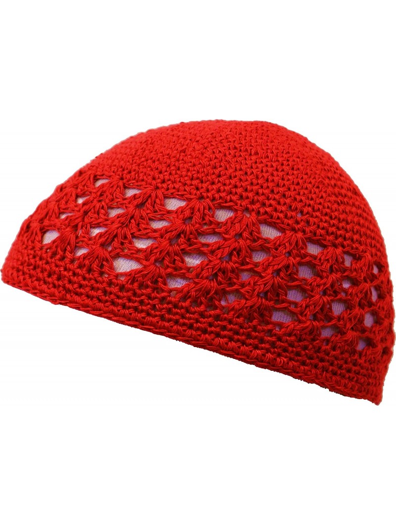 Skullies & Beanies Knit Kufi Hat - Koopy Cap - Crochet Beanie - Red - CA12COR3609 $13.71