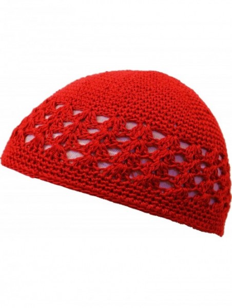 Skullies & Beanies Knit Kufi Hat - Koopy Cap - Crochet Beanie - Red - CA12COR3609 $13.71