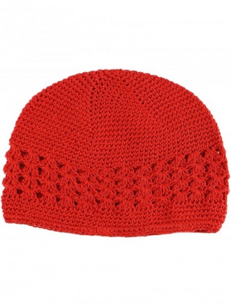 Skullies & Beanies Knit Kufi Hat - Koopy Cap - Crochet Beanie - Red - CA12COR3609 $13.71