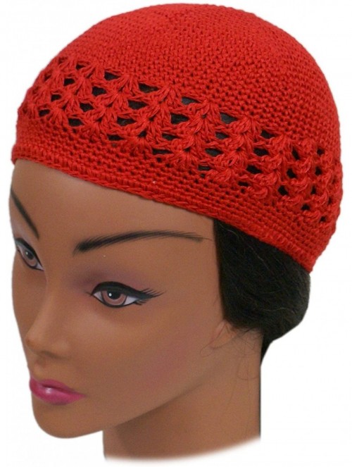 Skullies & Beanies Knit Kufi Hat - Koopy Cap - Crochet Beanie - Red - CA12COR3609 $13.71