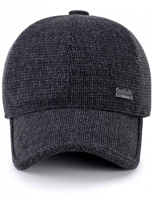 Skullies & Beanies Mens Winter Wool Woolen Tweed Peaked Earflap Baseball Cap - B Black - CL18Y35ROWS $14.95