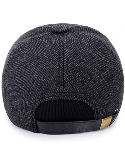 Skullies & Beanies Mens Winter Wool Woolen Tweed Peaked Earflap Baseball Cap - B Black - CL18Y35ROWS $14.95