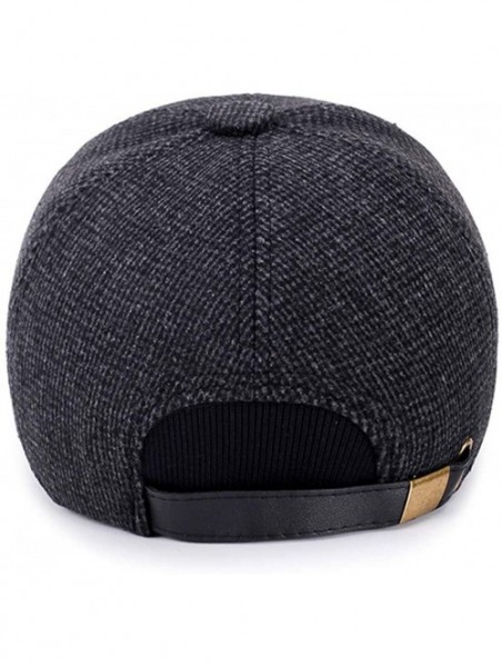 Skullies & Beanies Mens Winter Wool Woolen Tweed Peaked Earflap Baseball Cap - B Black - CL18Y35ROWS $14.95