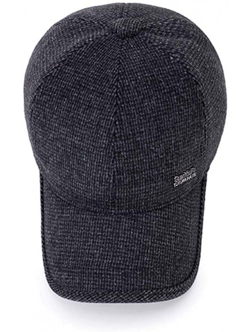 Skullies & Beanies Mens Winter Wool Woolen Tweed Peaked Earflap Baseball Cap - B Black - CL18Y35ROWS $14.95