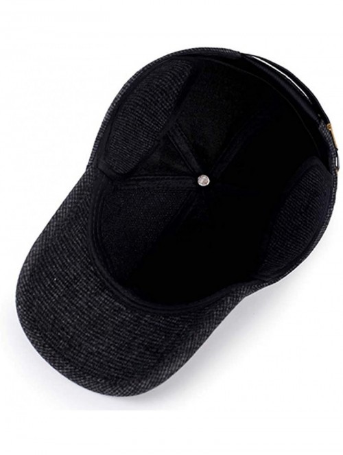 Skullies & Beanies Mens Winter Wool Woolen Tweed Peaked Earflap Baseball Cap - B Black - CL18Y35ROWS $14.95