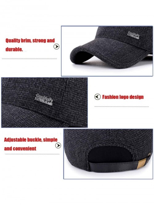 Skullies & Beanies Mens Winter Wool Woolen Tweed Peaked Earflap Baseball Cap - B Black - CL18Y35ROWS $14.95