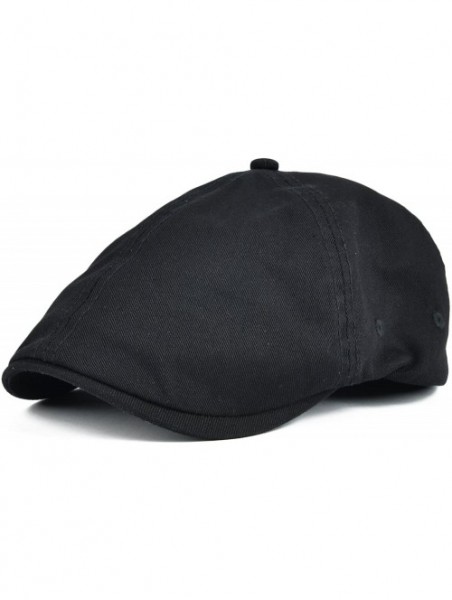 Newsboy Caps Cotton Washing Flat Cap Cabbie Hat Gatsby Ivy Irish Hunting Newsboy - Black - C612O8AXM70 $18.37