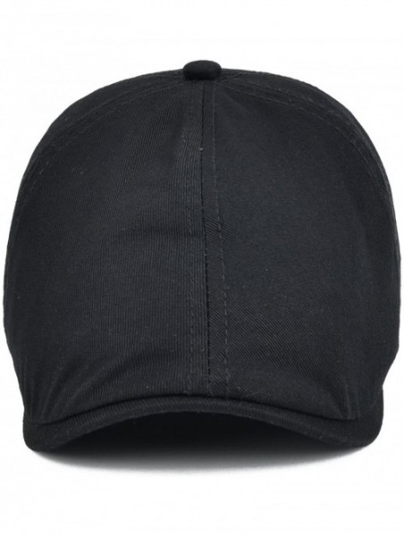 Newsboy Caps Cotton Washing Flat Cap Cabbie Hat Gatsby Ivy Irish Hunting Newsboy - Black - C612O8AXM70 $18.37