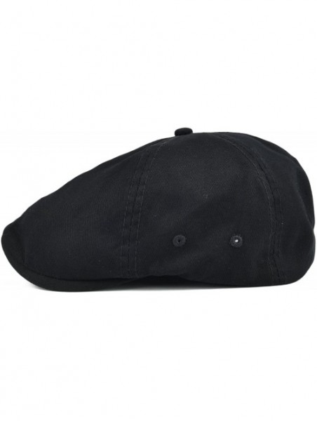 Newsboy Caps Cotton Washing Flat Cap Cabbie Hat Gatsby Ivy Irish Hunting Newsboy - Black - C612O8AXM70 $18.37