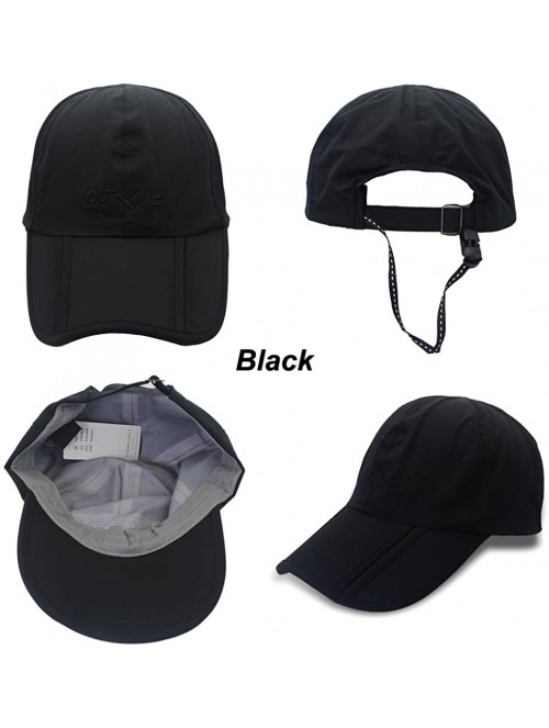 Baseball Caps Gracelife Waterproof Baseball Quick Drying Collapsible - Black - CJ18GDMOL4A $19.45