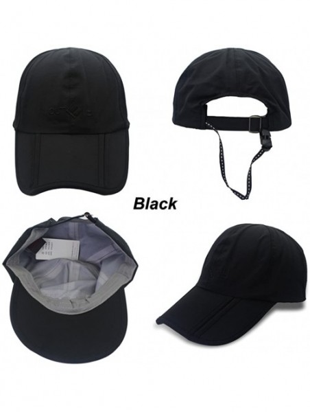 Baseball Caps Gracelife Waterproof Baseball Quick Drying Collapsible - Black - CJ18GDMOL4A $19.45