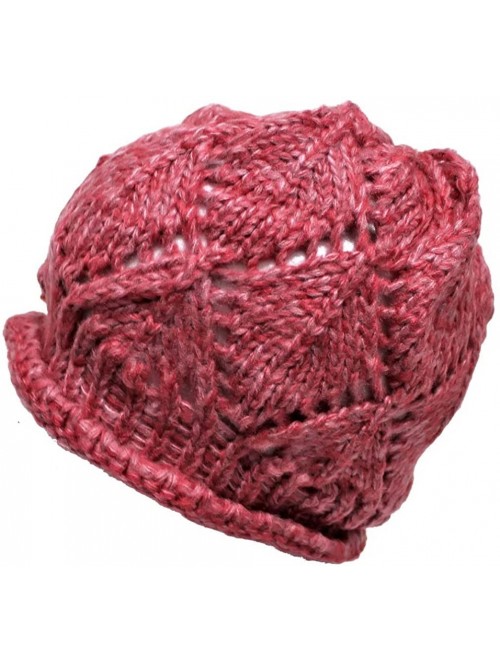 Skullies & Beanies Beautiful Crochet Knit Beanie Cap Hat - Pink - C211FU6JH8H $24.07