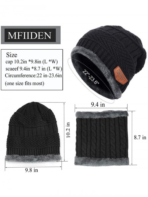 Skullies & Beanies Winter Beanie hat- Warm Knit Hat Thick Fleece Lined Winter Hat for Men Women - Black+scarf - CN18YKLLM77 $...