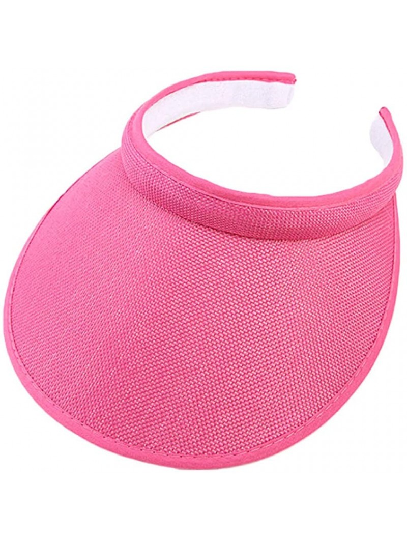 Sun Hats Unisex Clip-On UV Protection Sun Visor Hat-Weave Wide Adjustable Beach Cap - Rose Pink - CP18R8YI654 $12.27