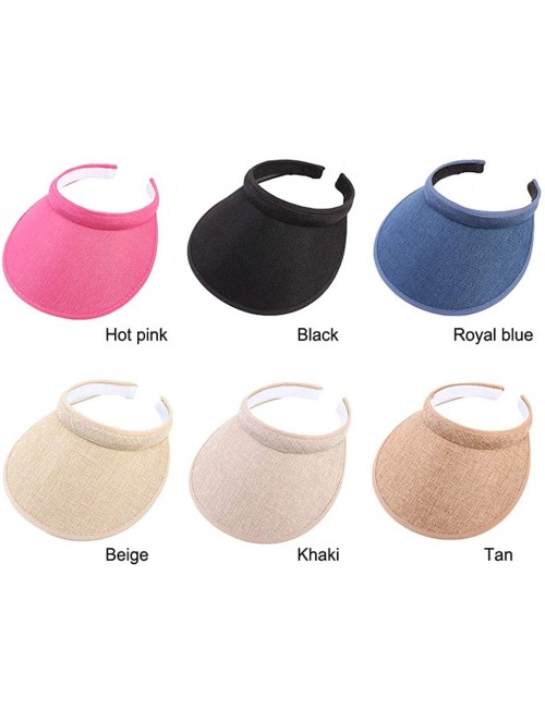 Sun Hats Unisex Clip-On UV Protection Sun Visor Hat-Weave Wide Adjustable Beach Cap - Rose Pink - CP18R8YI654 $12.27