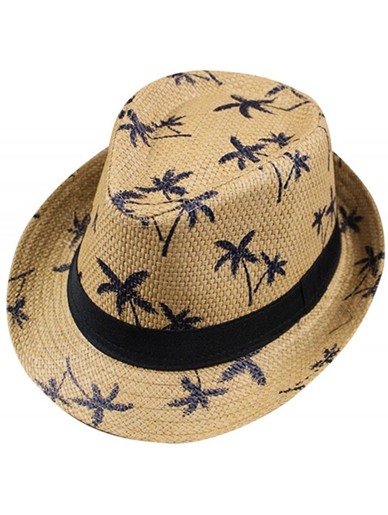 Sun Hats 2020 Unisex Top Gangster Cap Beach Sun Straw Hat Band Sunhat Outdoor Cap - Khaki 1 - CC196M4AC9T $12.33