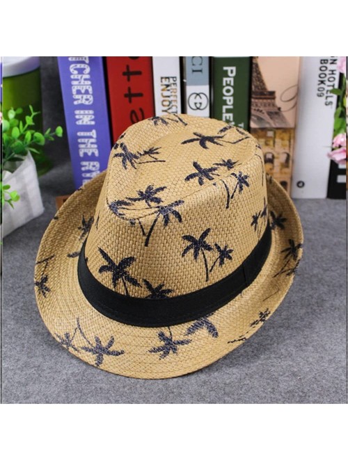 Sun Hats 2020 Unisex Top Gangster Cap Beach Sun Straw Hat Band Sunhat Outdoor Cap - Khaki 1 - CC196M4AC9T $12.33