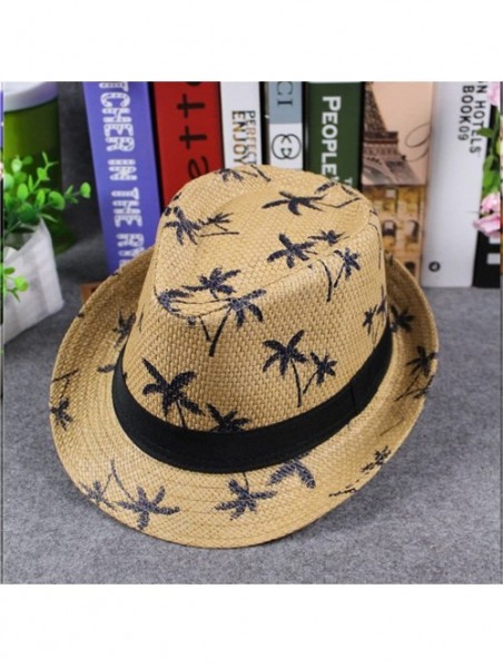 Sun Hats 2020 Unisex Top Gangster Cap Beach Sun Straw Hat Band Sunhat Outdoor Cap - Khaki 1 - CC196M4AC9T $12.33