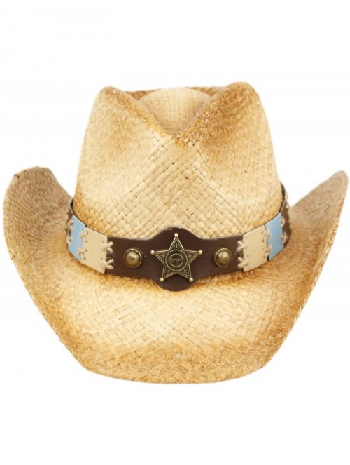 Cowboy Hats USA American Flag Straw Cowboy Hat w/Shapeable Brim- Red- White- Navy Blue - Cow4036 - C518QHMDC4L $28.13