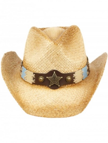 Cowboy Hats USA American Flag Straw Cowboy Hat w/Shapeable Brim- Red- White- Navy Blue - Cow4036 - C518QHMDC4L $28.13