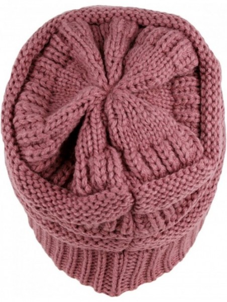Skullies & Beanies Winter Warm Thick Cable Knit Slouchy Skull Beanie Cap Hat - Pink - CT126RND0E3 $9.57