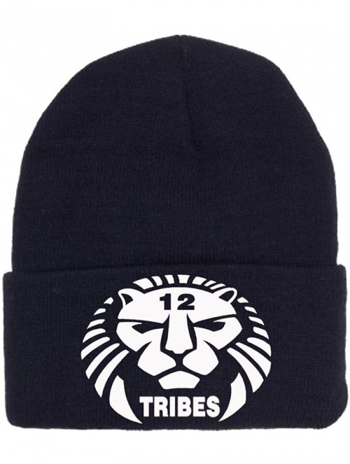 Skullies & Beanies 12 Tribes Lion Logo Embroidered Skully - Black and White - CV12O0OKT28 $31.24