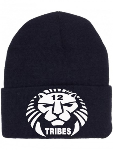 Skullies & Beanies 12 Tribes Lion Logo Embroidered Skully - Black and White - CV12O0OKT28 $31.24