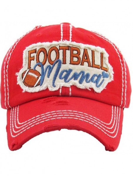 Baseball Caps Football Mama Women's Vintage Cotton Baseball Hat - Red/Distressed Patch - C718Z4YKNXC $15.41