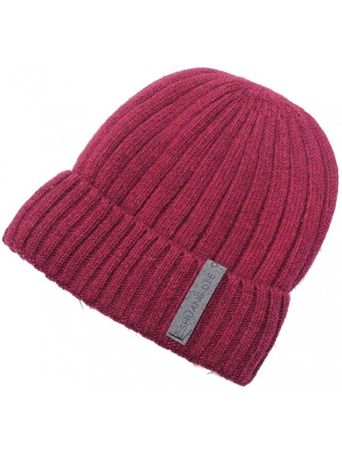 Skullies & Beanies Men's Winter ski Cap Knitting Skull hat - Monochrome Rose Red - C9187SY2ZMO $14.02