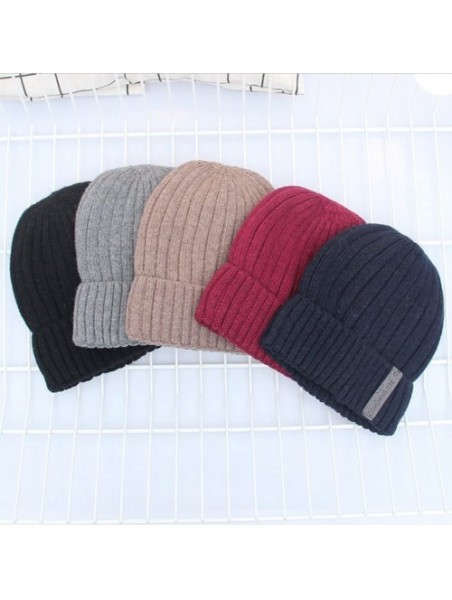 Skullies & Beanies Men's Winter ski Cap Knitting Skull hat - Monochrome Rose Red - C9187SY2ZMO $14.02