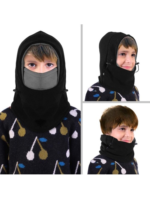 Balaclavas Balaclava Fleece Hood Double Layer Neck Warmer Cold Weather Winter Hats - Child- (Black+grey) - C018ZYQ0047 $11.13