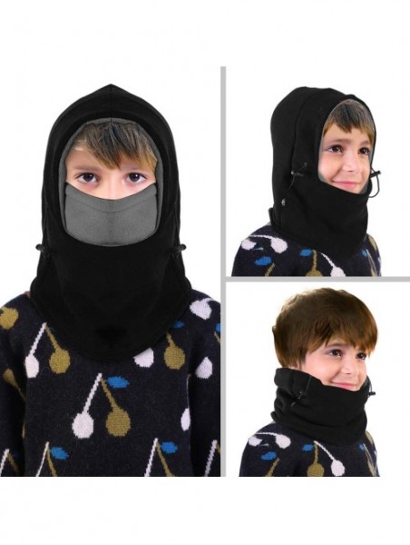 Balaclavas Balaclava Fleece Hood Double Layer Neck Warmer Cold Weather Winter Hats - Child- (Black+grey) - C018ZYQ0047 $11.13