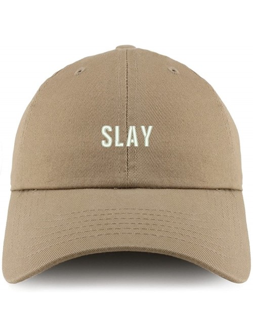 Baseball Caps Slay Embroidered Low Profile Soft Cotton Dad Hat Cap - Khaki - CF18D56QQ4A $23.01