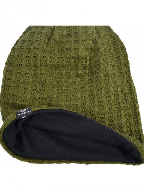 Skullies & Beanies Men's Slouchy Beanie Knit Crochet Rasta Cap for Summer Winter - Check-green - CM12O85P5PQ $17.85