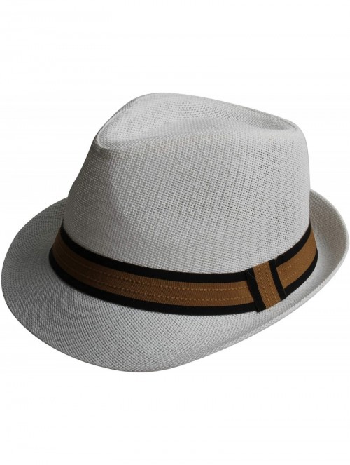 Fedoras Fedora Hats for Men & Women Tribly Short Brim Summer Paper - 03 - White - C018W4AOT83 $15.48