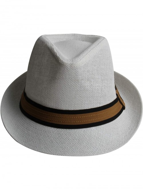 Fedoras Fedora Hats for Men & Women Tribly Short Brim Summer Paper - 03 - White - C018W4AOT83 $15.48