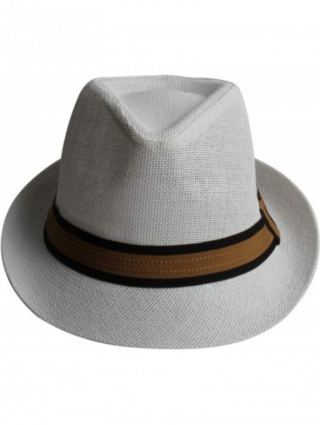 Fedoras Fedora Hats for Men & Women Tribly Short Brim Summer Paper - 03 - White - C018W4AOT83 $15.48