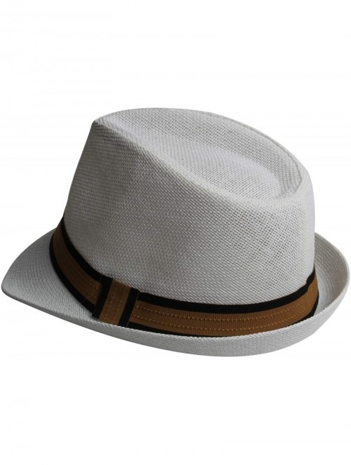 Fedoras Fedora Hats for Men & Women Tribly Short Brim Summer Paper - 03 - White - C018W4AOT83 $15.48