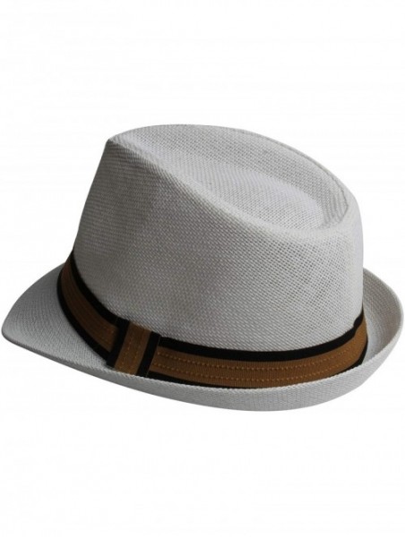 Fedoras Fedora Hats for Men & Women Tribly Short Brim Summer Paper - 03 - White - C018W4AOT83 $15.48