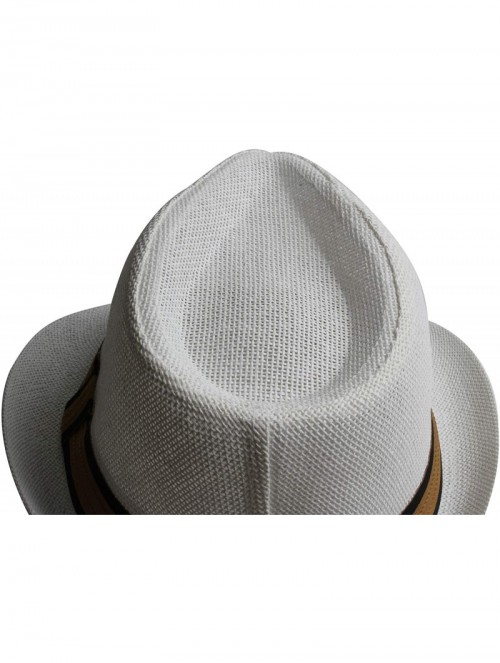 Fedoras Fedora Hats for Men & Women Tribly Short Brim Summer Paper - 03 - White - C018W4AOT83 $15.48