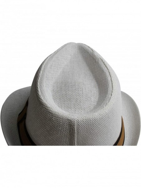 Fedoras Fedora Hats for Men & Women Tribly Short Brim Summer Paper - 03 - White - C018W4AOT83 $15.48