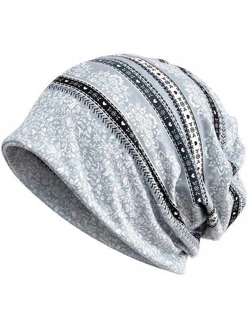 Skullies & Beanies Slouchy Beanie Skull Cap Hat Infinity Scarf Soft Chemo Hats for Cancer - Grey/Pink - CQ18XGMT6LY $17.82