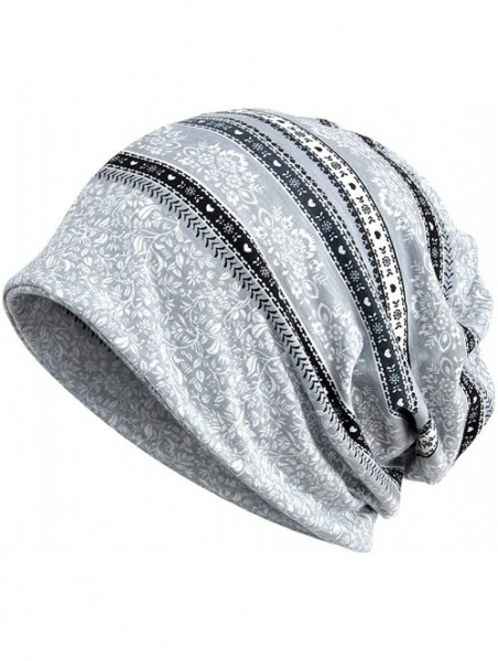 Skullies & Beanies Slouchy Beanie Skull Cap Hat Infinity Scarf Soft Chemo Hats for Cancer - Grey/Pink - CQ18XGMT6LY $17.82