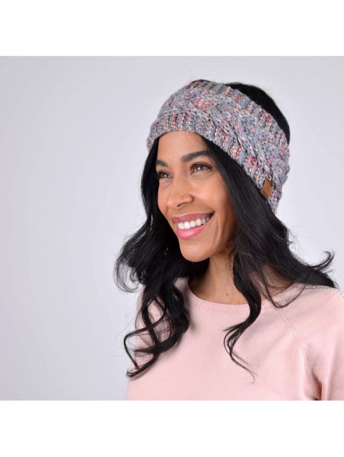 Cold Weather Headbands Winter Ear Bands for Women - Knit & Fleece Lined Head Band Styles - Pink Speckled - CR18A7U2GRZ $9.45