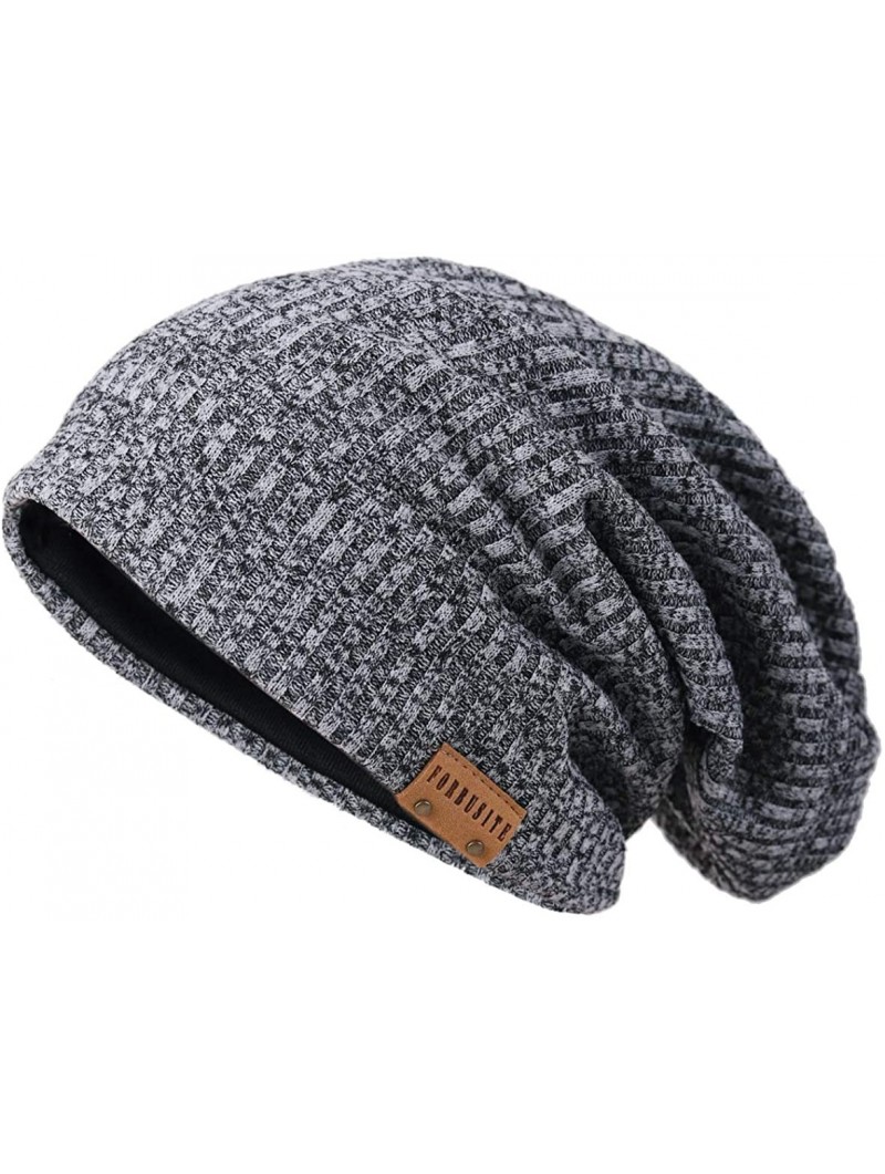 Skullies & Beanies Men Slouch Beanie Knit Long Oversized Skull Cap for Winter Summer N010 - B011s-grey/Multi - CX18HYMO005 $1...