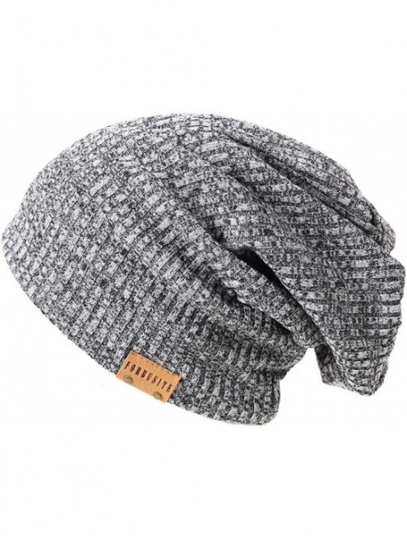 Skullies & Beanies Men Slouch Beanie Knit Long Oversized Skull Cap for Winter Summer N010 - B011s-grey/Multi - CX18HYMO005 $1...