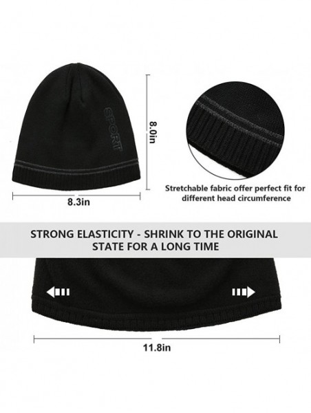 Skullies & Beanies Mens Winter Sport Beanie Hat Warm Knit Hats with Lining Unisex Tactical Plain Ski Skull Cap - Black - CA18...