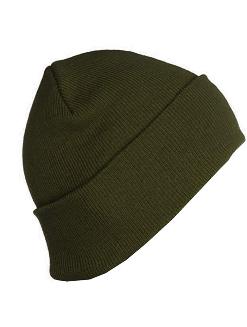 Skullies & Beanies Beanie Men Women - Unisex Cuffed Skull Knit Winter Hat Cap - Dark Green - CR18L4DZU6D $10.91