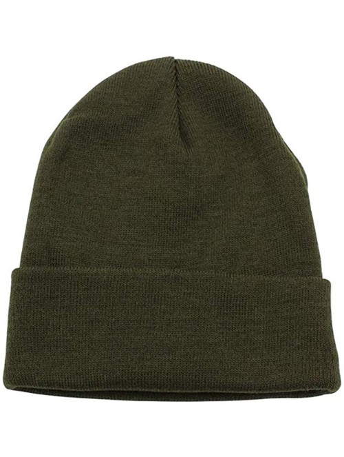 Skullies & Beanies Beanie Men Women - Unisex Cuffed Skull Knit Winter Hat Cap - Dark Green - CR18L4DZU6D $10.91